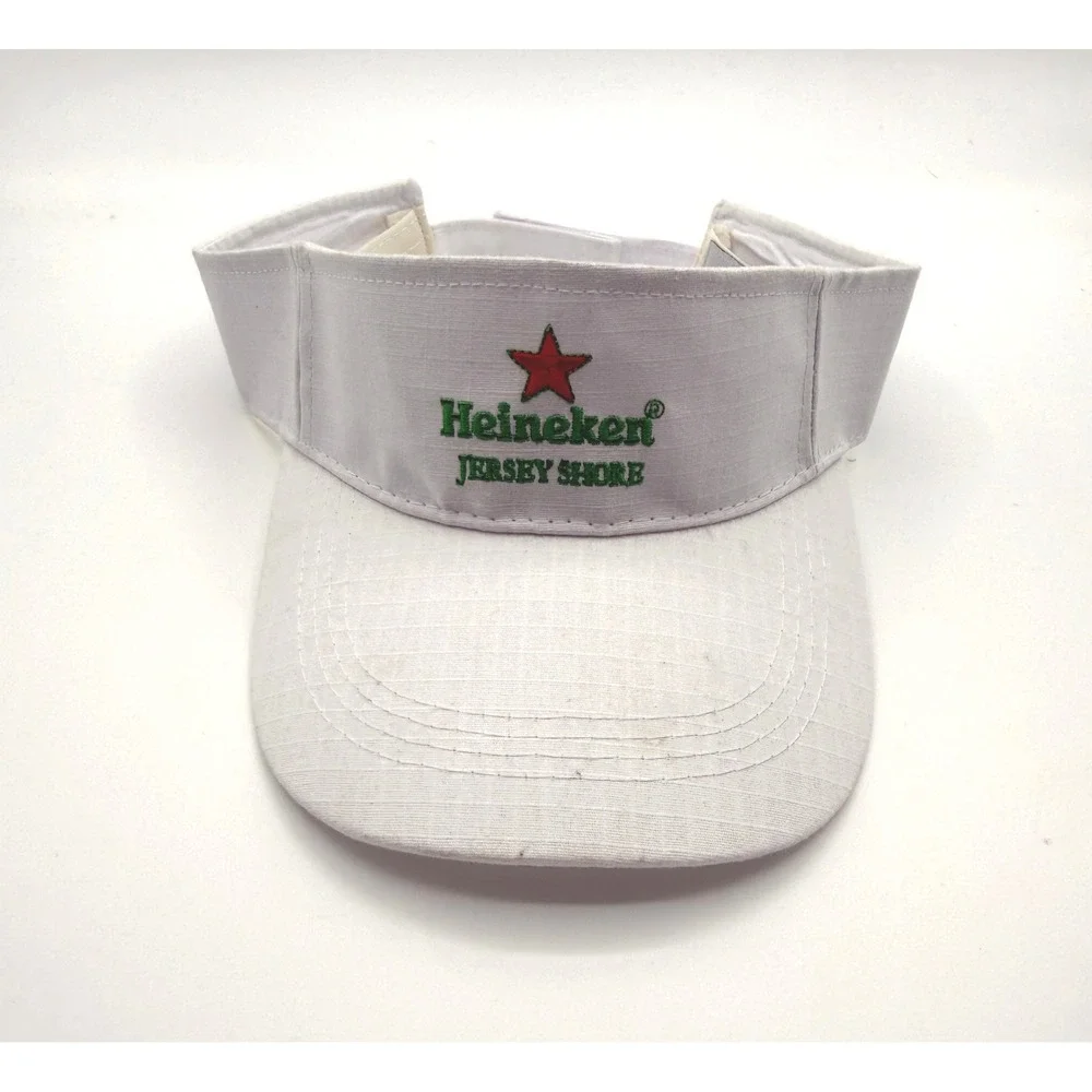 Heineken Visor Hat Mens White Jersey Shore Beer Promo Ripstop Adjustable 90s Y2K